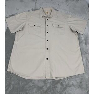 Red Head Canvas Button Down Hunting Shirt Mens 2XL XXL Short Sleeve Beige READ